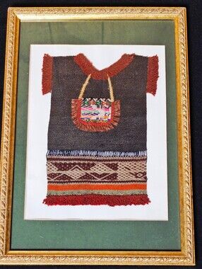 Framed Hopi Native American Doll Dress Meso America Peruvian Huipil 12"×9"